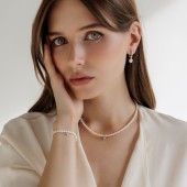 Colier perle naturale si argint cu piatra 40 cm DiAmanti 2254-107C-G